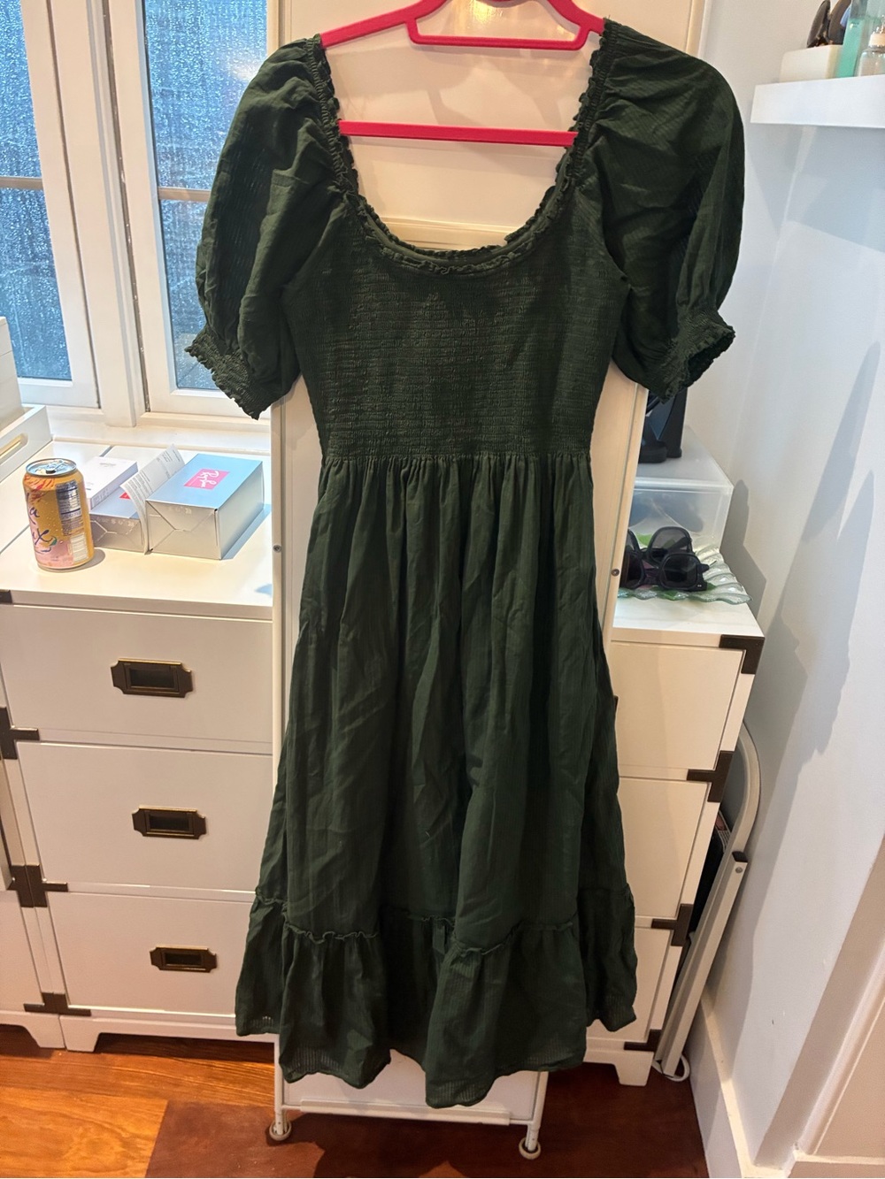 Women’s Hill House Dark Green Louisa Puff Sleeve Midi Dress